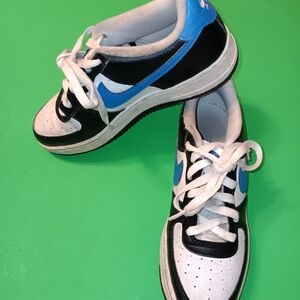 Nike Air Force 1 Low GS Shoes (FN8008-001) Preowned White/Black/Blue Sz5Y Youth